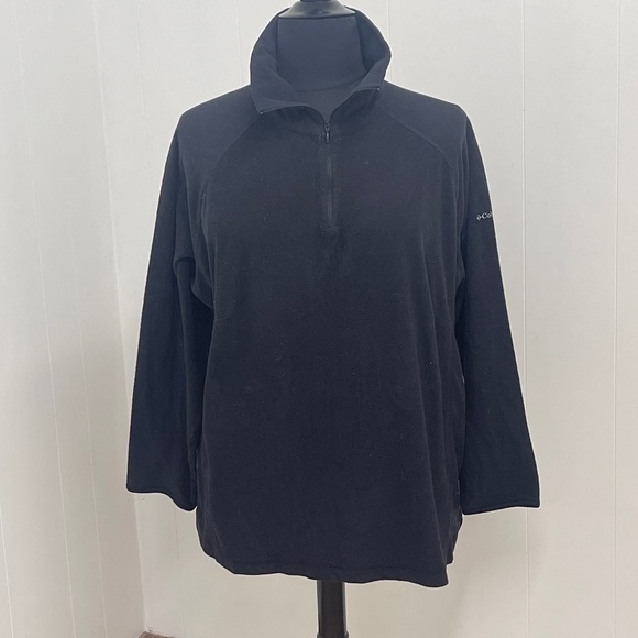 Columbia Sportswear Unisex 3X Black Fleece Pullover Half Zip Jacket Long Sleeve - Picture 1 of 4